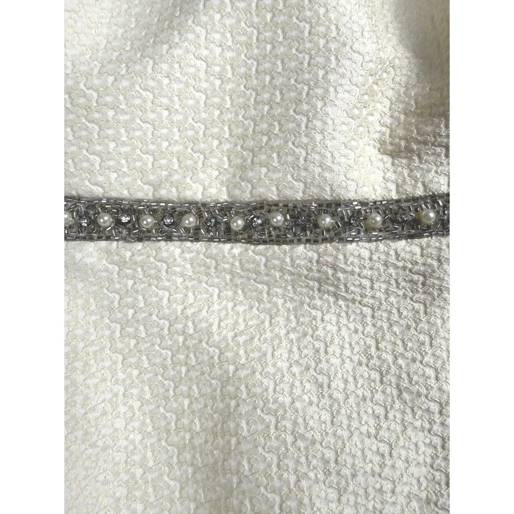 Sonia Pena Lace Sheath Dress Womens 16 Ivory Beaded Waist Formal Event MSRP $450